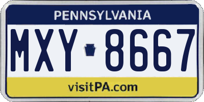 PA license plate MXY8667