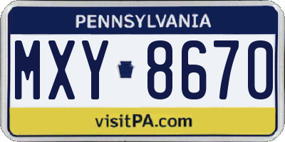 PA license plate MXY8670