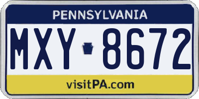 PA license plate MXY8672