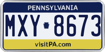 PA license plate MXY8673