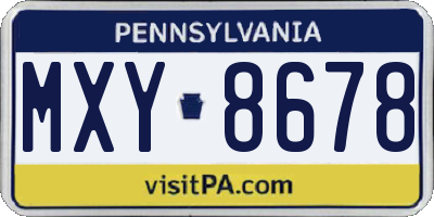 PA license plate MXY8678