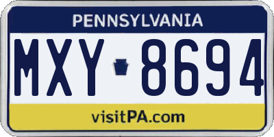 PA license plate MXY8694