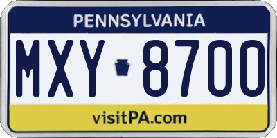 PA license plate MXY8700