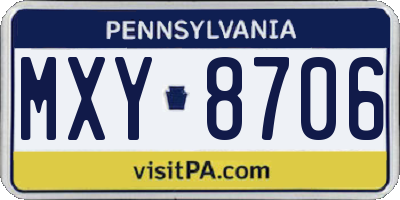 PA license plate MXY8706