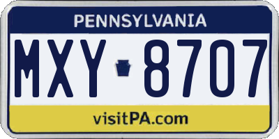 PA license plate MXY8707