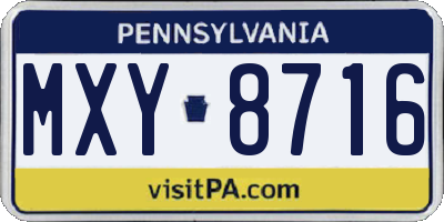 PA license plate MXY8716
