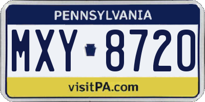 PA license plate MXY8720