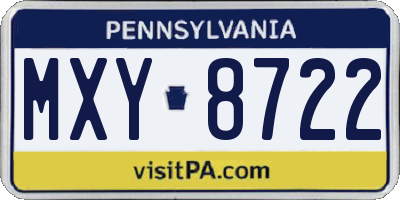 PA license plate MXY8722
