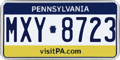 PA license plate MXY8723