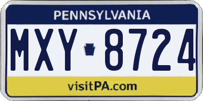 PA license plate MXY8724
