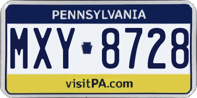 PA license plate MXY8728
