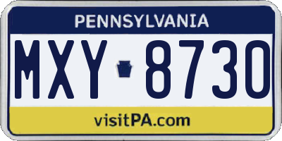 PA license plate MXY8730