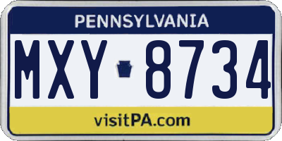 PA license plate MXY8734