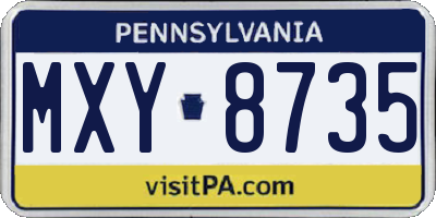 PA license plate MXY8735