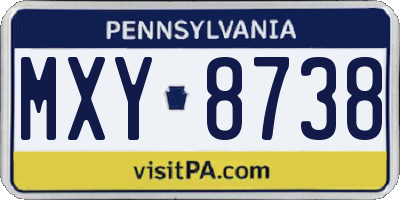 PA license plate MXY8738