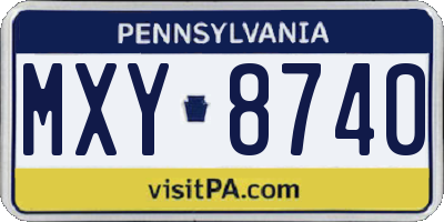 PA license plate MXY8740