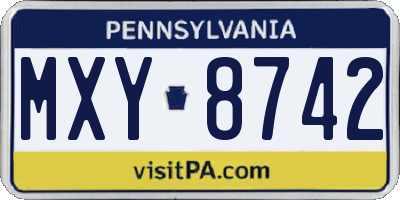PA license plate MXY8742