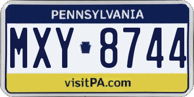 PA license plate MXY8744