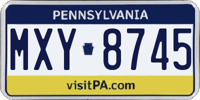 PA license plate MXY8745