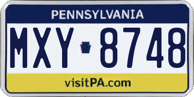 PA license plate MXY8748