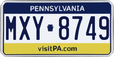 PA license plate MXY8749