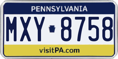 PA license plate MXY8758