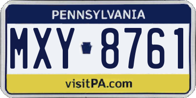 PA license plate MXY8761