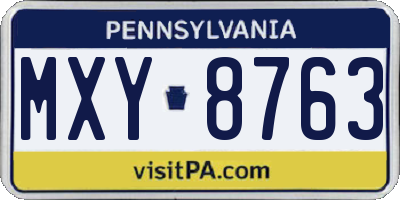 PA license plate MXY8763