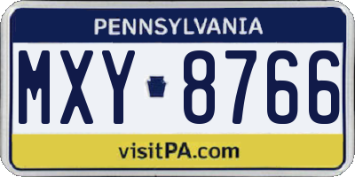 PA license plate MXY8766