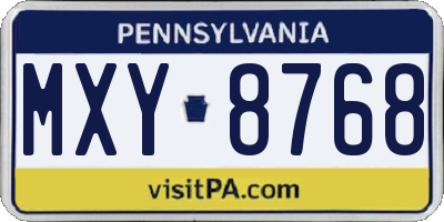 PA license plate MXY8768