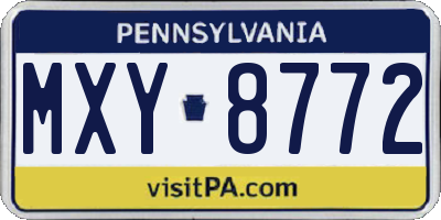 PA license plate MXY8772