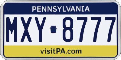 PA license plate MXY8777