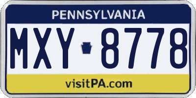 PA license plate MXY8778