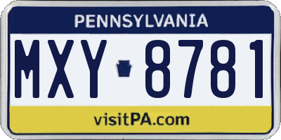PA license plate MXY8781