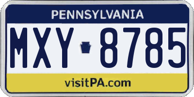 PA license plate MXY8785