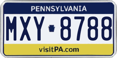PA license plate MXY8788