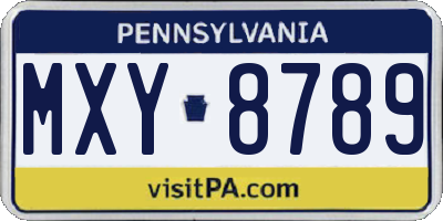 PA license plate MXY8789
