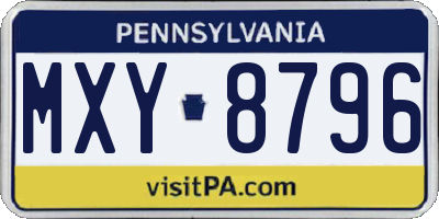PA license plate MXY8796