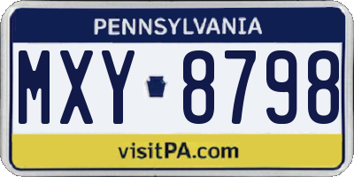 PA license plate MXY8798