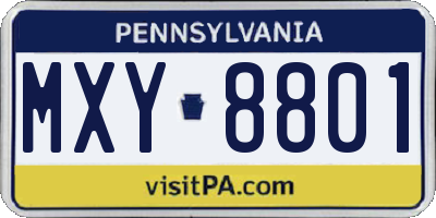 PA license plate MXY8801
