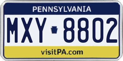 PA license plate MXY8802