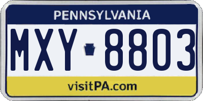 PA license plate MXY8803