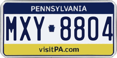 PA license plate MXY8804