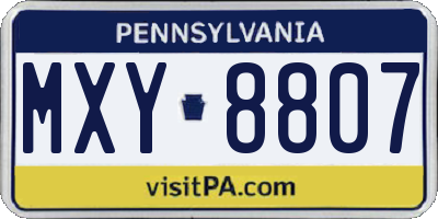 PA license plate MXY8807