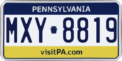 PA license plate MXY8819