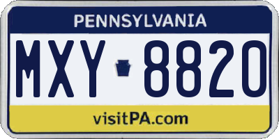 PA license plate MXY8820