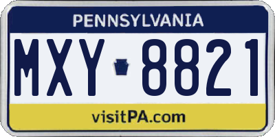 PA license plate MXY8821