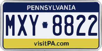 PA license plate MXY8822