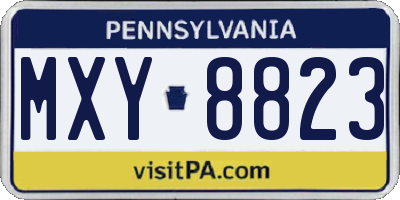 PA license plate MXY8823