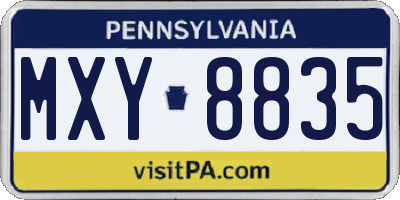 PA license plate MXY8835